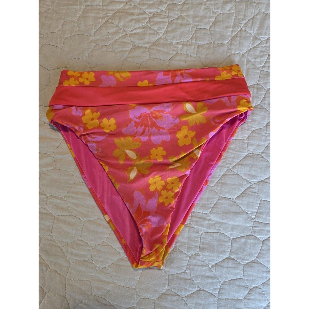 Beach Riot Racquel Bikini Bottom Hula Hibiscus Floral Size Large